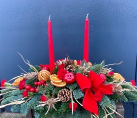 Festive candle arrangement