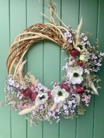 Cream and Burgundy Spring wreath